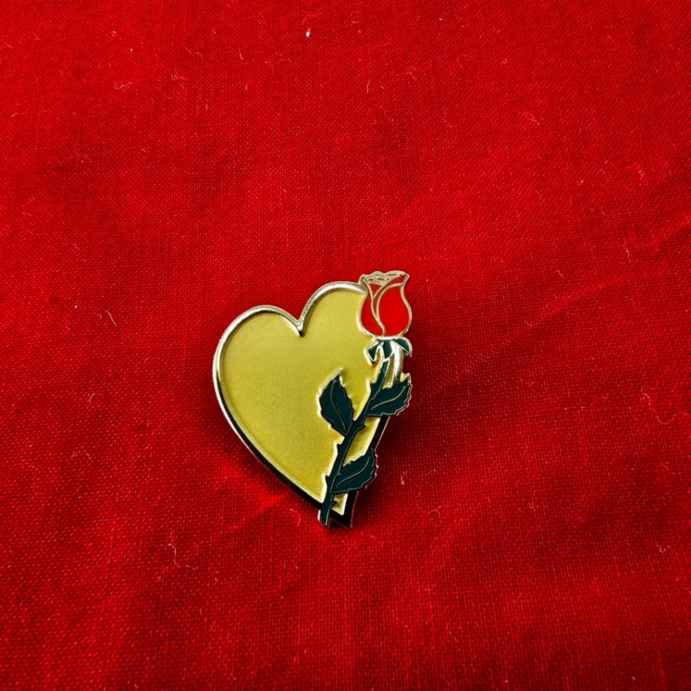 Vintage Yellow Heart and Red Rose Pin 2008-2009